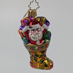 Christopher Radko Glass Christmas Ornament Handcrafted 02 Holly Sock Surprise